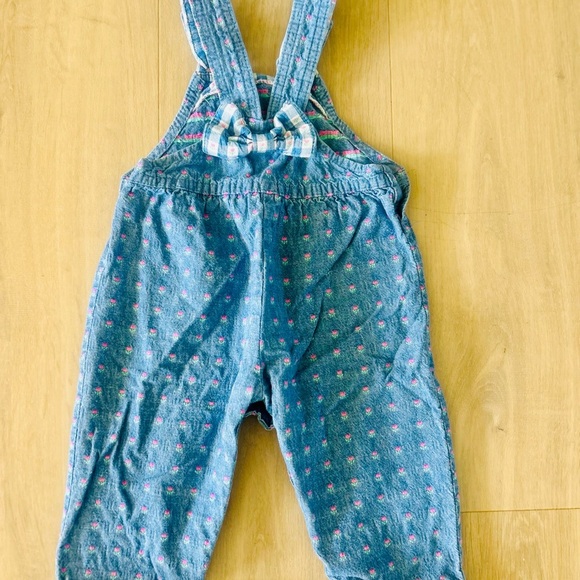 Vintage Oshkosh paper tag 18 months floral and blue Denim Kids Overalls - Picture 3 of 6